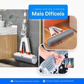 Esfregão Dobrável MaxMop©: Limpeza Fácil e Rápida! (Com Balde Incluso)